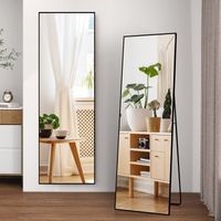 Specchio da terra quadrato 164x54 cm, specchio su piedistallo, specchio a figura intera con supporto, design elegante, ideale per camera da letto, soggiorno e cabina armadio - Nero