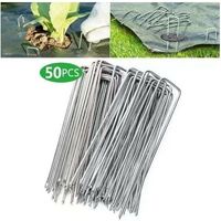 Los 50 Stück verzinkte Stahlanker für Unkrautvlies, 200x40mm, Ø2,5mm