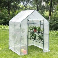 WOLTU Invernadero de Jardín para Plantas con 4 Niveles 143x143x195 cm Invernadero Tipo Caseta de Jardín Cultivos Flores y Verduras Blanco