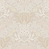 Grandeco Arts Floral Beige Wallpaper Flowers Leaves Textured Paste The Wall