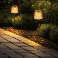 LED Solarlampe Gartendeko Außenlampe Kristallleuchte, amber schwarz Kunststoff, Akku IP44 Erdspieß, 3000K warmweiß, 2er Set, H 60 cm