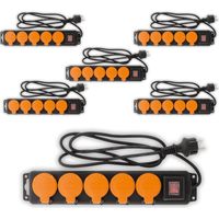 Zenitech – Multiprise étanche IP44 5 prises 16A 2P+T avec clapets et interrupteur – Câble HO5RR-F 3G1mm² 1,5m pour environnements humides