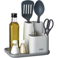 Joseph Joseph Duo, organisateur de cuisine, récipient de rangement compact, parfait pour les ustensiles et les épices, avec 3 compartiments, finition grise, idéal pour les plans de travail.
