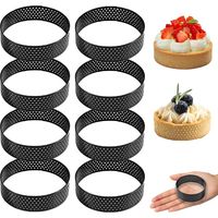 8 Pièces Cercle à Pâtisserie, Acier Inoxydable, 6 cm, Design Perforé, Moule à Tarte, Pour Cuisson Dessert