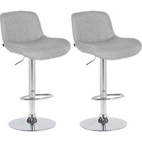 2er Set Barhocker Solon Chrom hellgrau Stoff