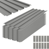 Set mit 12 Wellblech-Dachplatten – Hellgrau – Strapazierfähige Gartenabdeckung