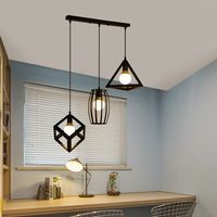 Creative Pendant Light Retro Ceiling Light Geometric Hanging Lamp 3 Lights Vintage Pendant Lights For Kitchen Farmhouse Hallway Indoor Black