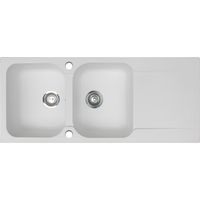 Essebagno Evier réversible 2 cuves 1 égouttoir Lisse résine blanc