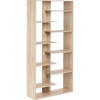 Bibliothèque Minimaliste à 8 Niveaux Étagères Ouvertes Panneau de Particules Marron Clair Fontas