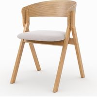 Chaise en bois d'hévéa et tissu beige - HÉLOÏSE