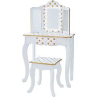 Fantasy Fields By Teamson Gisele Play Dressing Table/Vanity Set LED Light White/Gold TD-11670ML