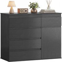 HOMCOM Chest Of Drawers, 5 Drawer Dresser with Soft-Close Cabinet, Black