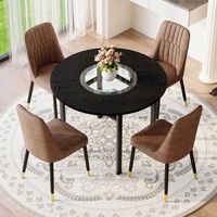 CAIziEnsemble table ronde et chaises, comprenant 4 chaises marron