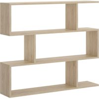 Buchhandlung Hampton, Niedriges doppelseitiges Bücherregal, Regal mit drei Fächern, Modernes Büroregal, cm 110x24h97, Eiche