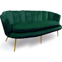 Canapé 3 places arrondi Brenda Velours Vert pieds Or