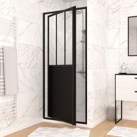 Taller de puerta de ducha de pivote de pared - 80x200cm - Perfil negro mate - Taller de cristal 5mm 80m
