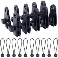 10 pinzas para tienda, clips duraderos para toldo, camping, RV, cubierta, cubierta para coche (negro + blanco)
