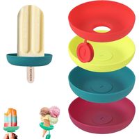 4 Pieces Silicone Ice Cube Holder, Popsicle Holder, Ice Cream Holders Anti-Drip, No Drip Washable Ice Cream Holders without Gel for Girls Boys Reusable Popsicle Holder