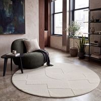 Paco Home Alfombra Salon De Habitacion Pelo Largo Nordica Boho Chic Abstract Suave Crema Ø 120 cm tondo