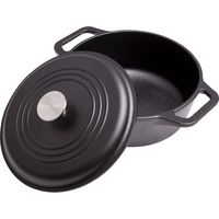 Victoria 32043 Cocotte Induction Fonte Assaisonnée 25 cm, Dutch Oven 3,8L, Sans PTFE et PFOA Noir
