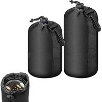 Sacoche pour objectif, étui pour objectif, housse d'objectif, sac étanche pour objectif et appareil photo, cordon de serrage, noir, lot de 2 (ML)