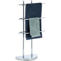 Relaxdays Handtuchhalter Chrom, dreiarmig, halbrunder Fuß, Handtuchständer freistehend, Metall, HBT: 83x40x18 cm, silber
