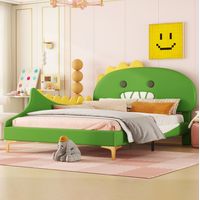 Letto per bambini 140/200 cm verde in PU, design dinosauro con rete a doghe inclusa
