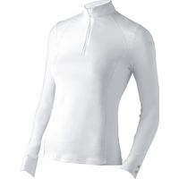 M, Blanc 01: Maillot de compétition à manches longues en tissu technique stretch piquet avec fermeture éclair