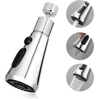 Küchenspüle-Sprühhahn, 360° drehbarer Luftsprudler, Küchenarmatur, 3-Modus-Küchenarmatur-Auslauf für Küchenarmatur-Luftsprudler FM22 (Silber)