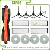 Pièces détachées pour aspirateur robot Xiaomi S20+ Plus B108GL/ S10+ Plus B105 : brosse latérale rotative, filtre HEPA, chiffon de nettoyage et accessoires.