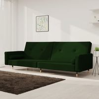 Schlafsofa 2-Sitzer mit 2 Kissen Dunkelgrün Samt vidaXL