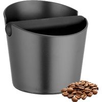 Knock Box - ABS Plastic Espresso Knock Box for Under-Counter Use - Noise-Reducing Rubber Bar - 18 x 12 x 14 cm - Black - 1 Unit