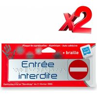 Lot de 2 Plaque de Porte Adhesive 170x45 mm signaletique en aluminium Brosse Taille - 5x ENTREE INTERDITE