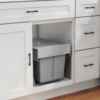 Cubo de Basura Extraíble bajo Fregadero con 2 Contenedores Capacidad Total 30L (15Lx2) Fijación Inferior Gris Claro