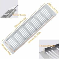 4-teiliges Aluminium-Lüftungsgitter, großes rechteckiges Lüftungsgitter für Backöfen, zur Belüftung von Schränken und Möbeln (80 x 300 mm)