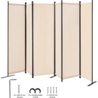 Mophorn Cloison de séparation, 6 panneaux pliables, cloison portable pour séparation de pièce, autoportante pour bureau, chambre à coucher, bureau, tissu beige