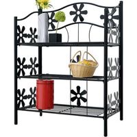 Étagère métal 3 niveaux - Motifs fleurs pour salon, salle de bain chambre