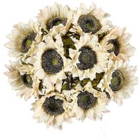 Lot de 10 tournesols artificiels à tige unique, style rustique, pour la décoration de votre maison, hôtel ou de votre chambre (blanc).