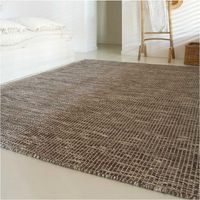 Tapis kilim fait main en laine 140x200 marron rectangle motif uni LOOK 408