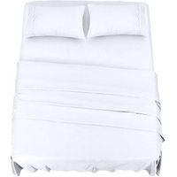 YMYNY Polyester microfiber bedding set (4 pieces, white) - 1 fitted sheet 150 x 200 cm, 1 flat sheet 266 x 259 cm and 2 pillowcases 50 x 75 cm