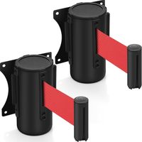 Lot de 2 barrières à sangle rétractable murales — Sangle de signalisation de 3 m — Barrières de contrôle des foules pour délimitation de files
