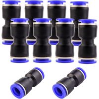 10 - Raccord Pneumatique - Raccord Rapide - Connexion Push In Pour Air Comprimé - Compatible Tuyau PU Nylon PE PVC - Noir Et Bleu - 13 mm
