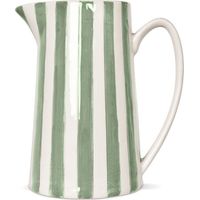 Carafe en céramique rayée vert matcha et blanc – Pichet vintage H21.3cm – Contenance 1 litre pour boissons et bouquets – Opjet