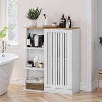 Meuble d'angle, meuble de salle de bain d'angle avec compartiments de rangement ouverts, meuble de rangement moderne avec portes grillagées et étagères réglables, convient pour la salle de bain, la cu