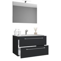 VCM 3 pz Lavabo lavabo lavabo larghezza armadio inferiore 60 cm set di mobili da bagno appeso con uno specchio a cassetto Badinos (Nero)