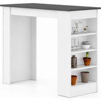 Tavolo da Bar con 4 Ripiani e Portaoggetti Bianco e Antracite 117x54x102 cm