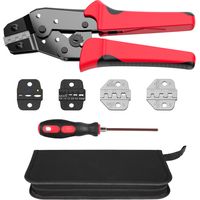 Kit de sertissage avec sac pince à sertir à cliquet pour câbles avec 4 matrices interchangeables, plage de sertissage réglable, pince à sertir multifonctionnelle pour divers types de cosses à sertir