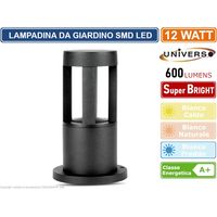 LAMPADA LED DA GIARDINO CON FISSAGGIO A TERRA 12W COLORE NERO 600 LUMEN DA ESTERNO IP65 30CM - Colore Luce: Bianco Freddo
