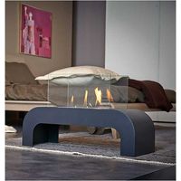 Cheminée bioéthanol Trento 2000 W – Brûleur amovible et réglable – Vitres de sécurité – Design moderne en acier verni – Tecno Air System