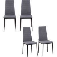 Sedie imbottite grigie metallo e tessuto set 4 per cucina sala da pranzo